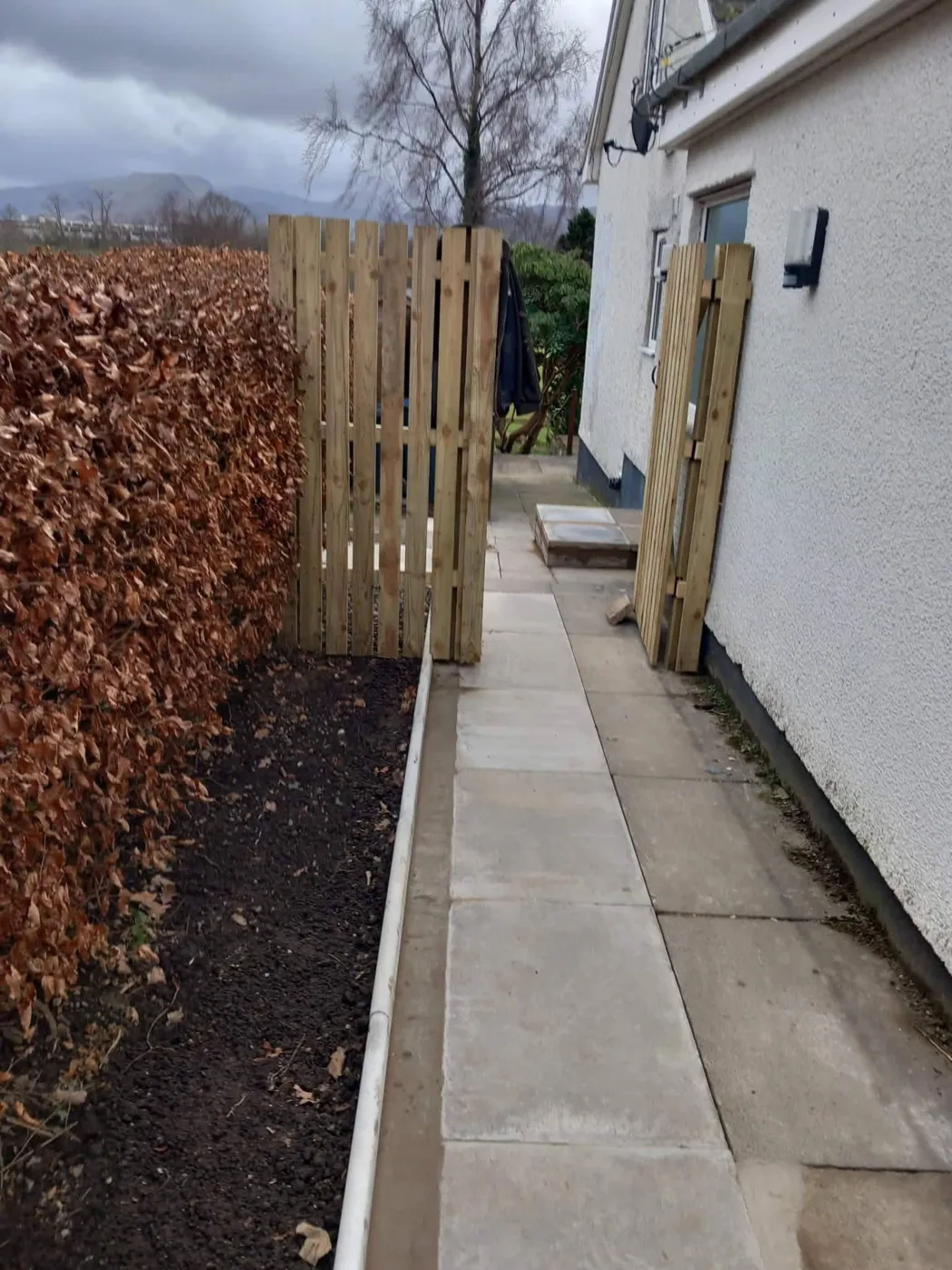 Side path fence — during and completed — completed